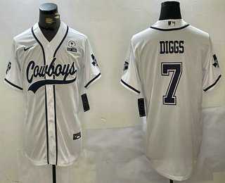 Men%27s Dallas Cowboys #7 Trevon Diggs White With 1960 Patch Cool Base Stitched Baseball Jersey->dallas cowboys->NFL Jersey